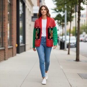 Get Lit Gingerbread Ugly Christmas Sweater Cardigan‎ Spencers Workshop XL